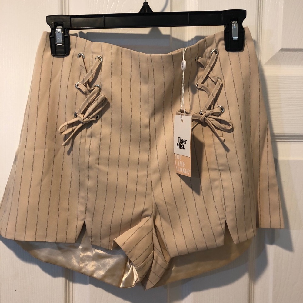 Tan short w/ ties in front